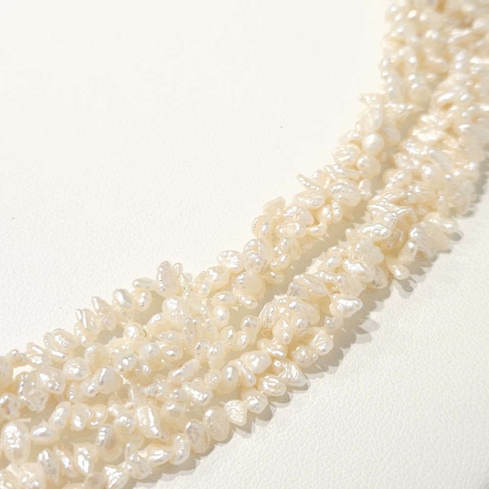 Vintage Pearl Necklace Genuine Freshwater Pearl 30" Beaded Multistrand Cream - Picture 15 of 16